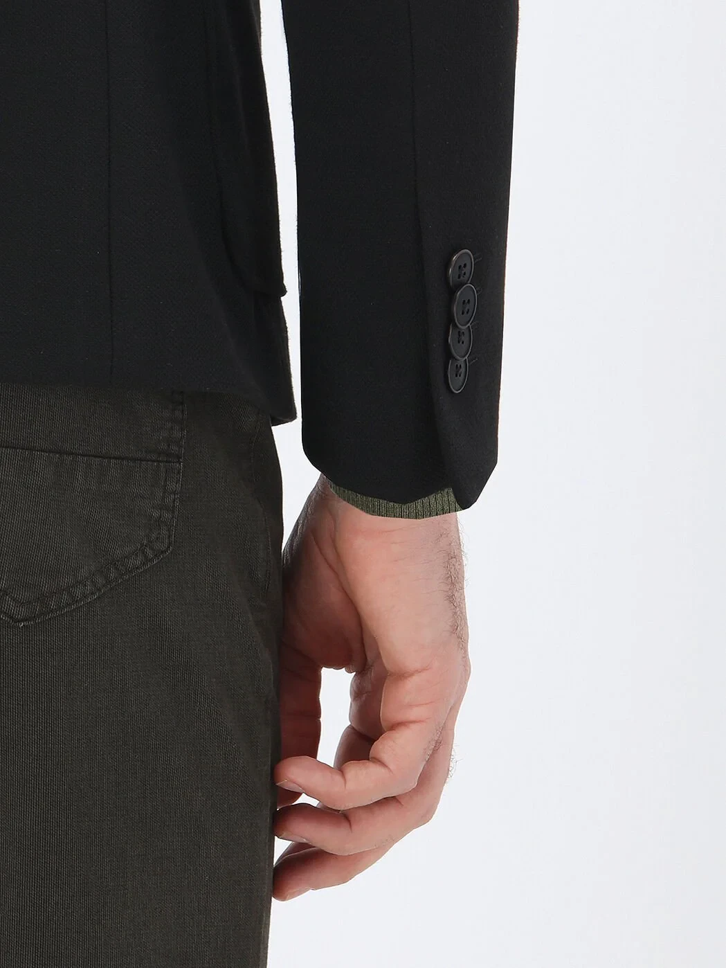 Siyah Düz Slim Fit Örme Ceket - 4