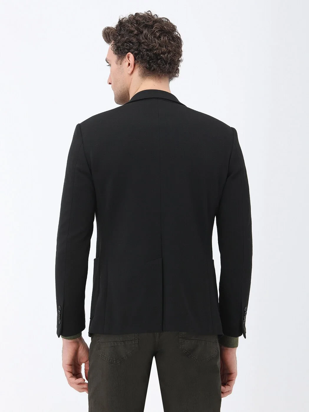 Siyah Düz Slim Fit Örme Ceket - 5