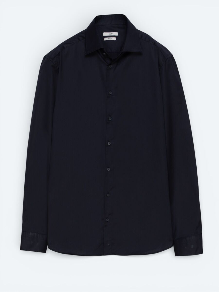 Siyah Düz Slim Fit Uzun Dokuma Klasik %100 Pamuk Gömlek - 5