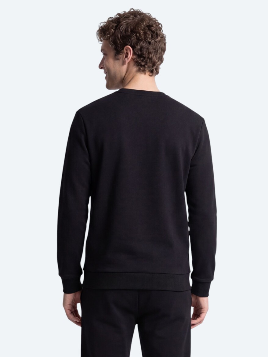 Siyah Düz Sweatshırt - 5