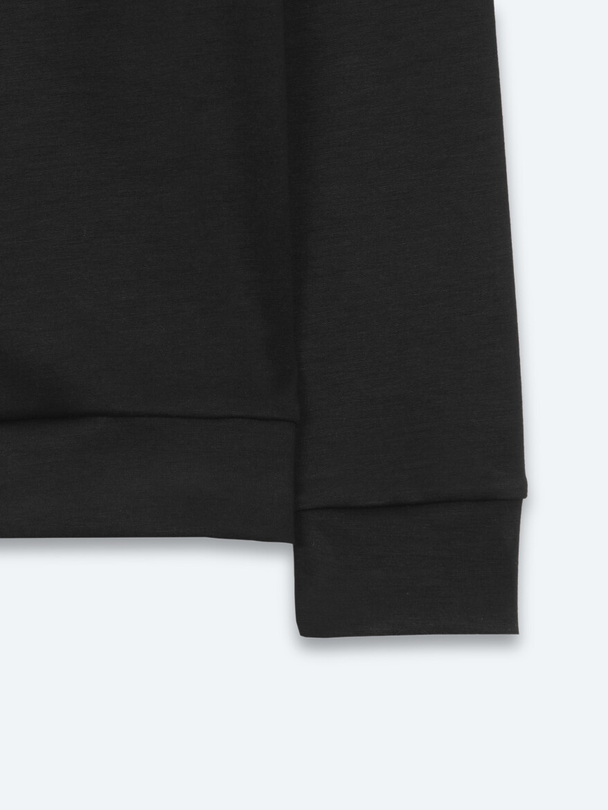 Siyah Düz Sweatshırt - 9