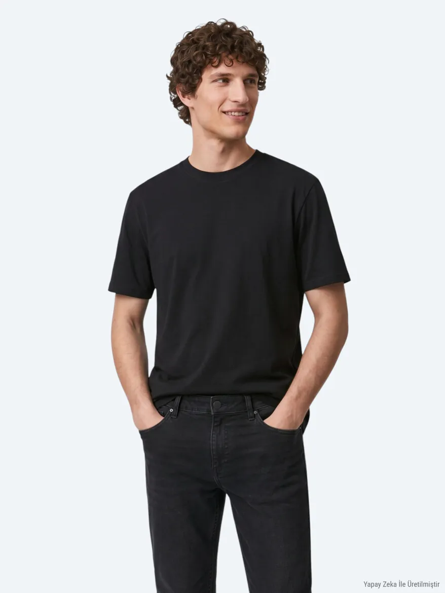 Siyah Düz T-Shirt - 1