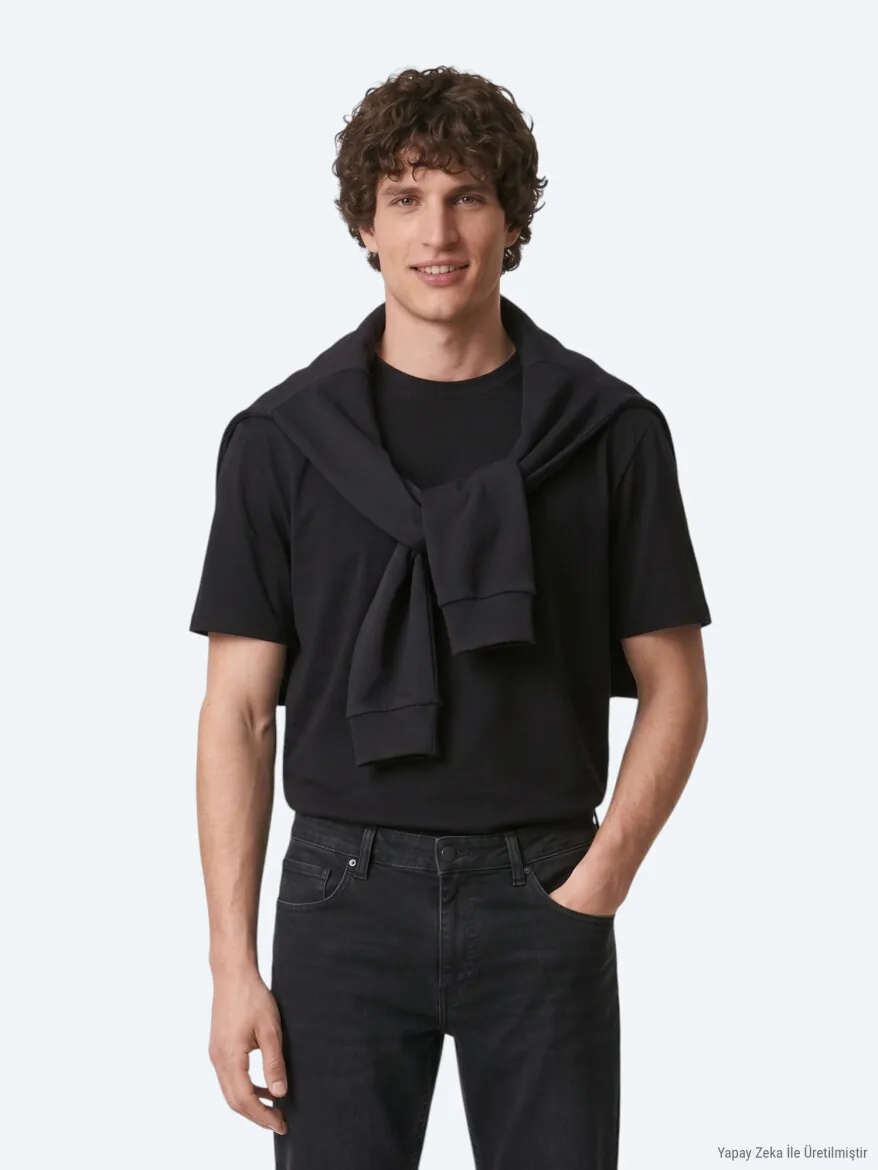 Siyah Düz T-Shirt - 3