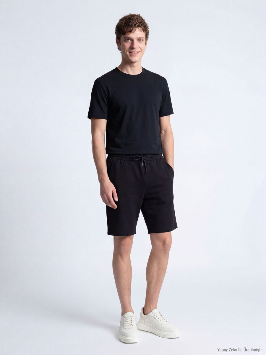 Siyah Düz T-Shirt - 4