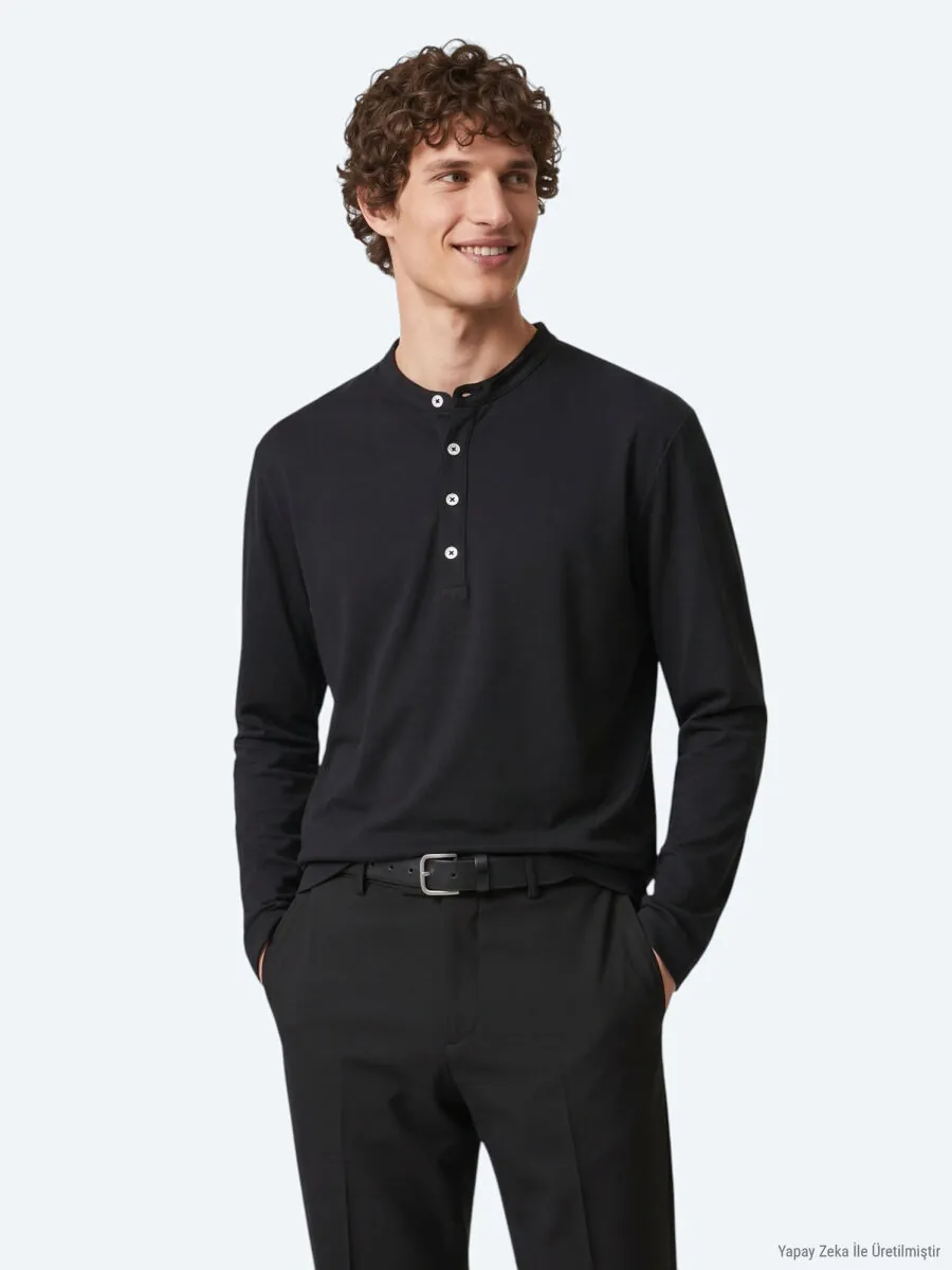 Siyah Düz T-Shirt - 5