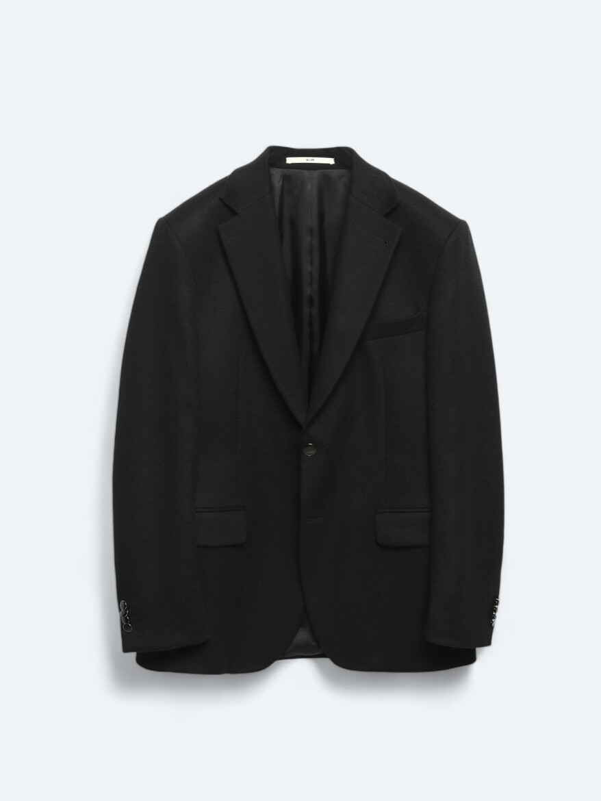 Siyah Düz Modern Fit Yün Karışımlı Ceket - 7