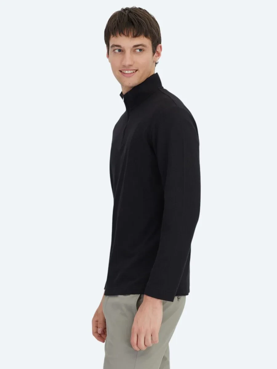Siyah Fitilli Bisiklet Yaka T-Shirt - 3