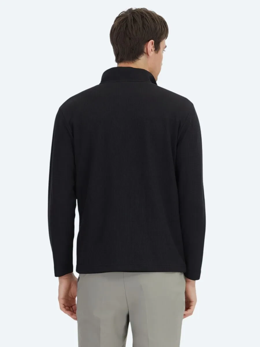 Siyah Fitilli Bisiklet Yaka T-Shirt - 6