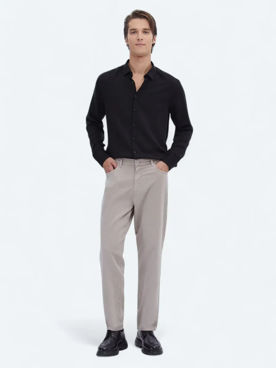 Siyah Fitilli Regular Fit Dokuma Casual Gömlek - 2