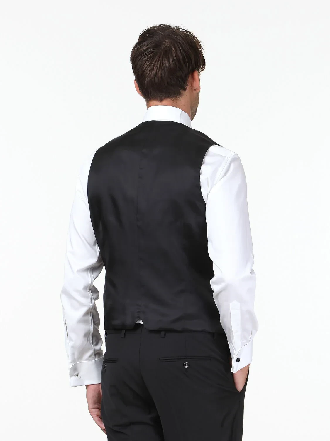 Siyah Fitted Fit Şal Yaka Klasik Yelek - 4