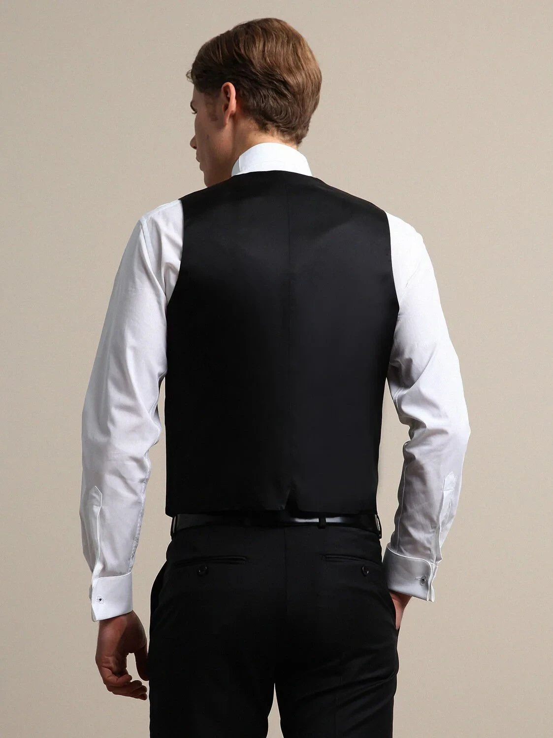 Siyah Fitted Fit Şal Yaka Klasik Yelek - 5