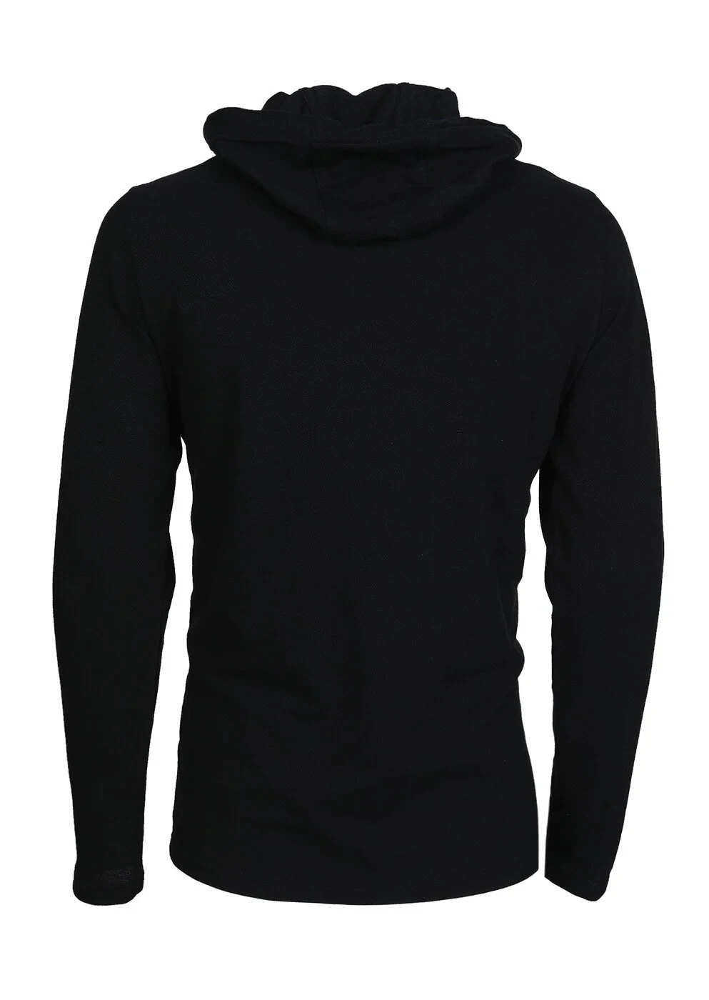 Siyah Kapüşonlu Düz Sweatshırt - 7