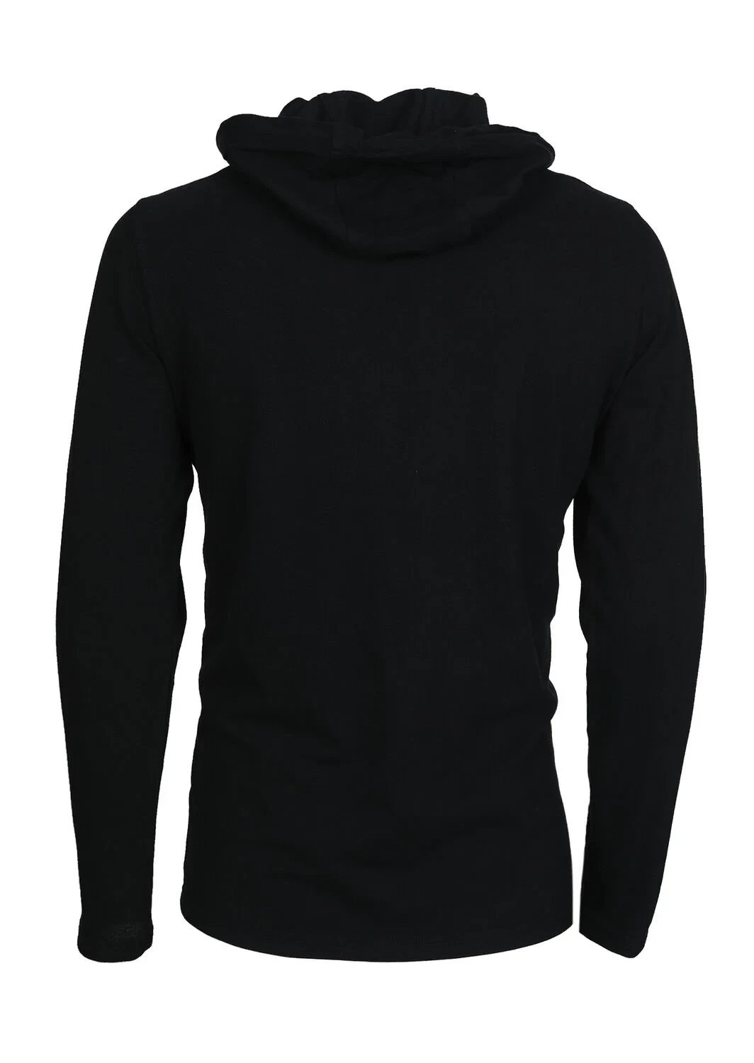 Siyah Kapüşonlu Düz Sweatshırt - 7