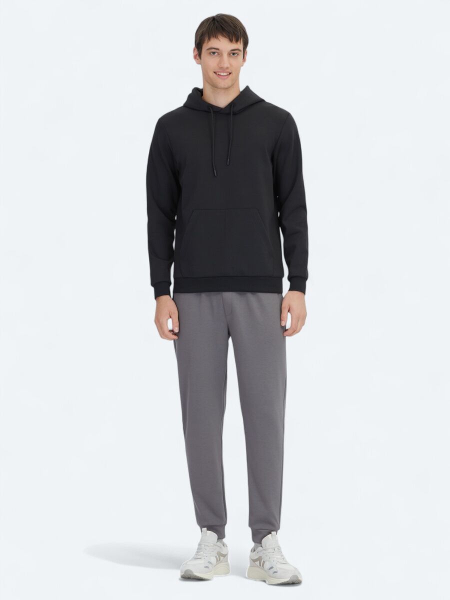 Siyah Kapüşonlu Sweatshırt - 2