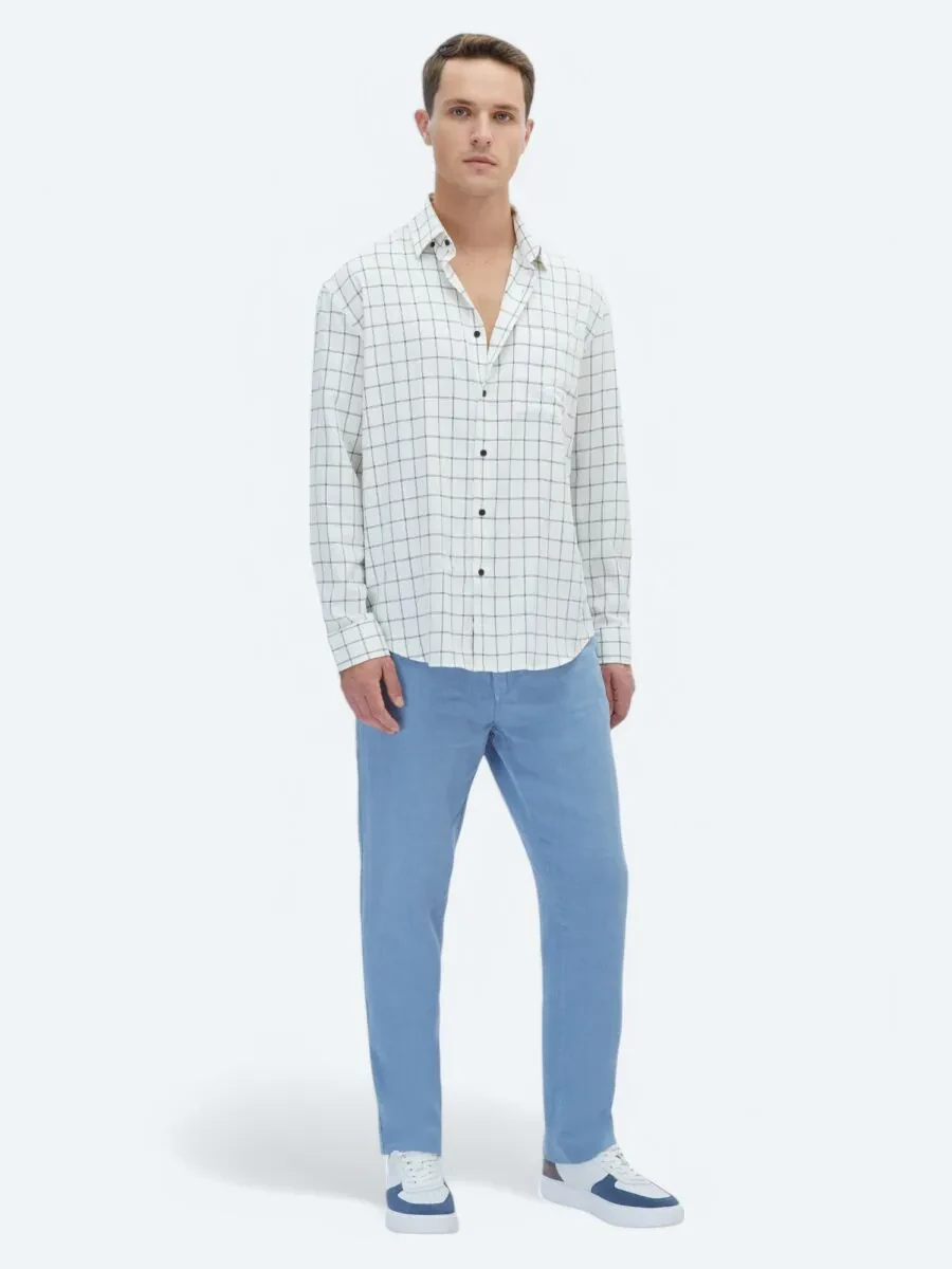 Siyah Kareli Oversize Fit Dokuma Casual Gömlek - 2