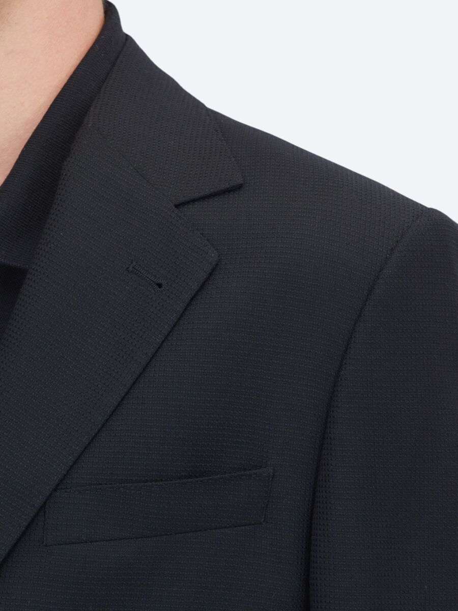 Siyah Mikro Modern Fit %100 Yün Ceket - 4