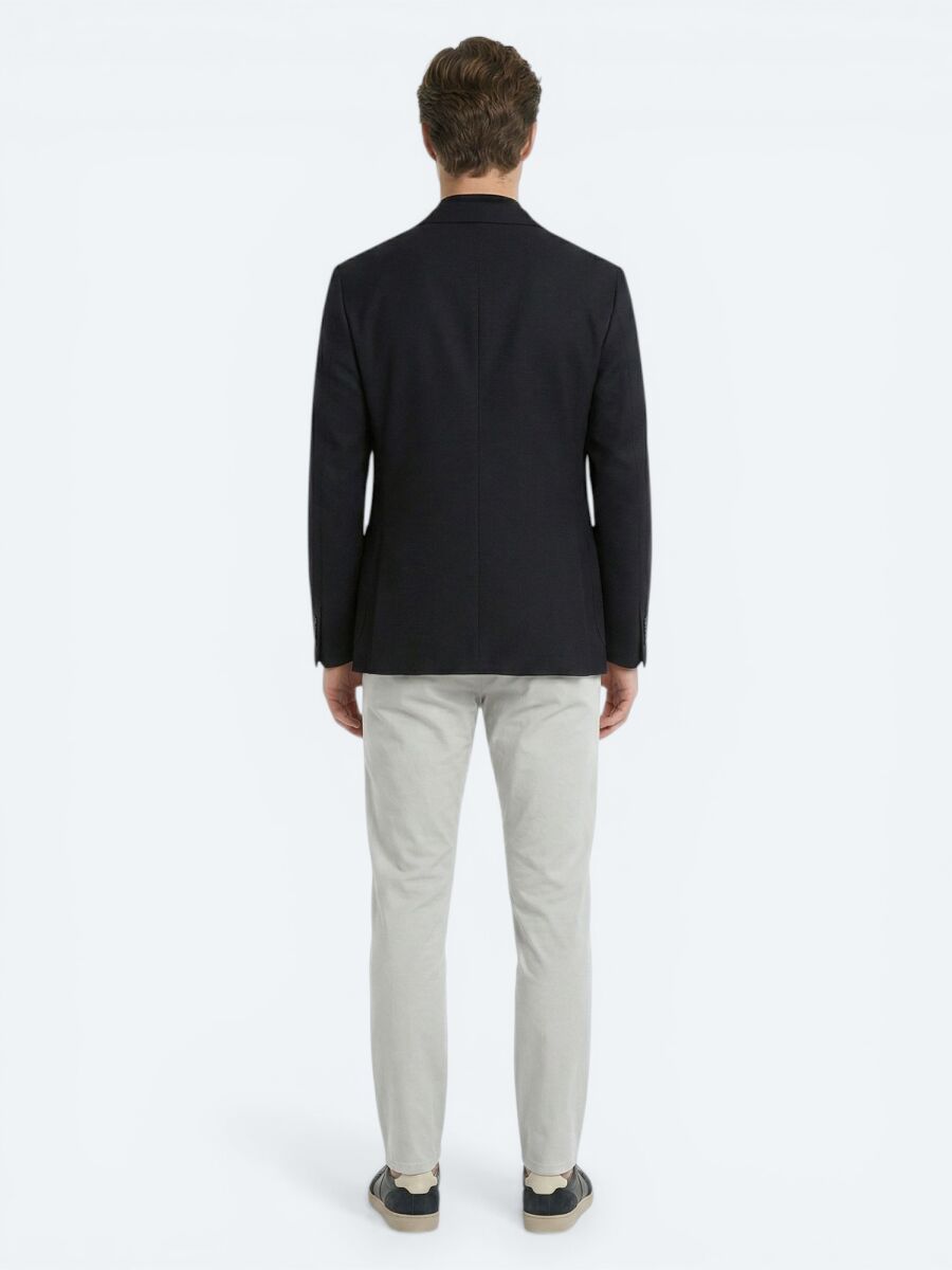 Siyah Mikro Modern Fit %100 Yün Ceket - 3