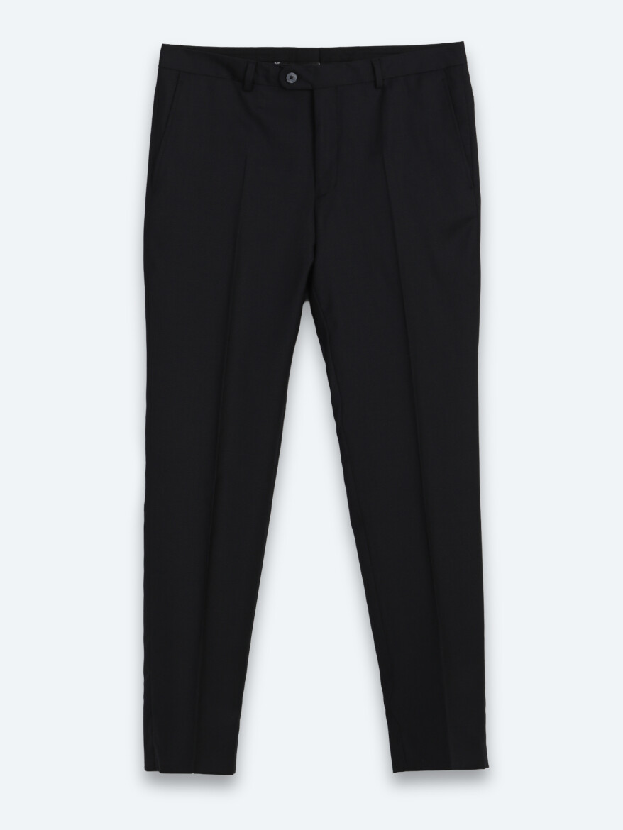 Siyah Mikro Modern Fit %100 Yün Takım Elbise - 7