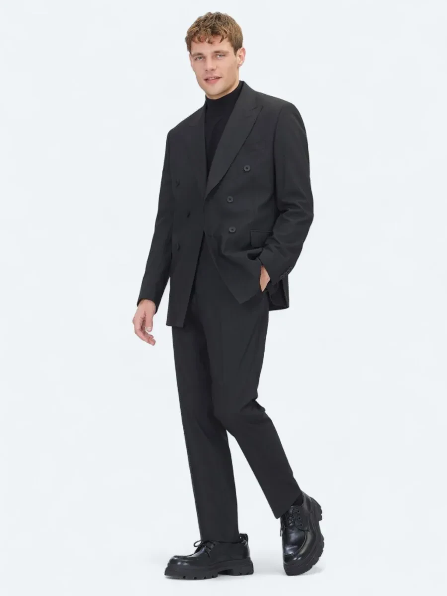 Siyah Mikro Modern Fit Takım Elbise - 2