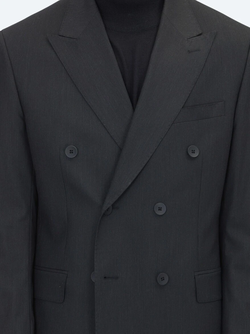 Siyah Mikro Modern Fit Takım Elbise - 5