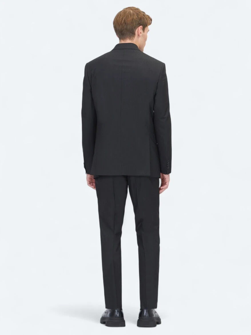 Siyah Mikro Modern Fit Takım Elbise - 6