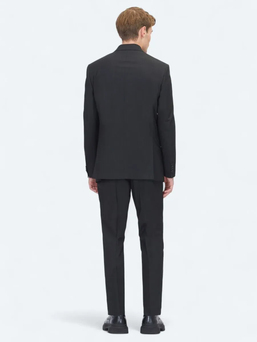 Siyah Mikro Modern Fit Takım Elbise - 6