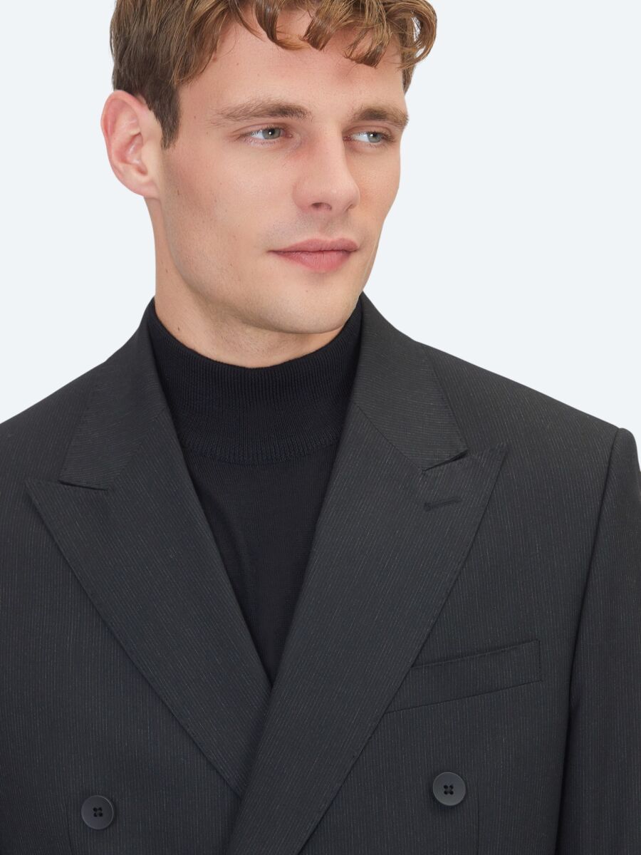 Siyah Mikro Modern Fit Takım Elbise - 3