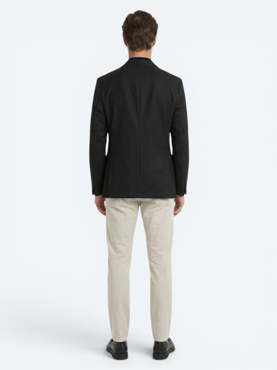 Siyah Mikro Modern Fit Yün Karışımlı Ceket - 5
