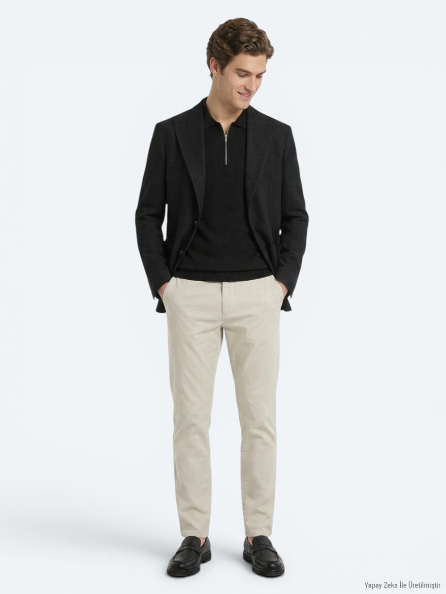 Siyah Mikro Modern Fit Yün Karışımlı Ceket - 1