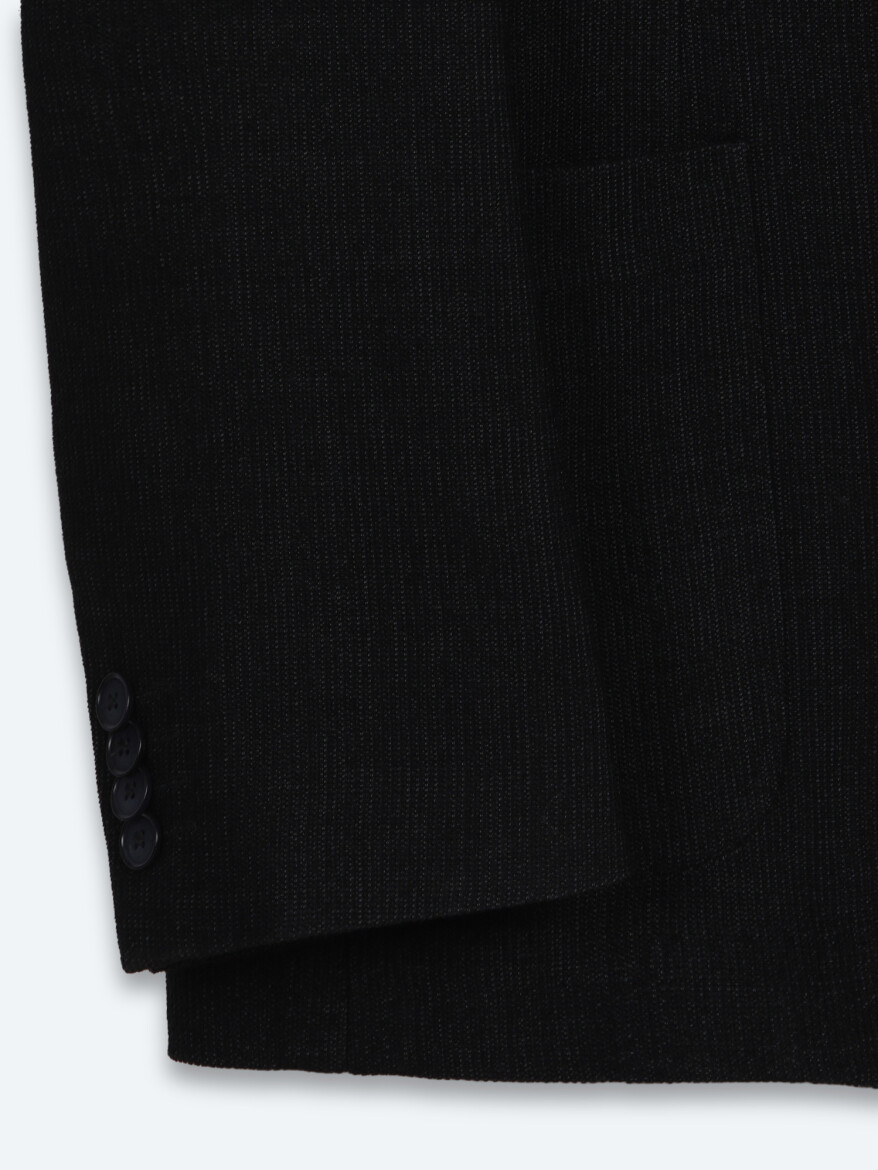 Siyah Mikro Modern Fit Yün Karışımlı Ceket - 8