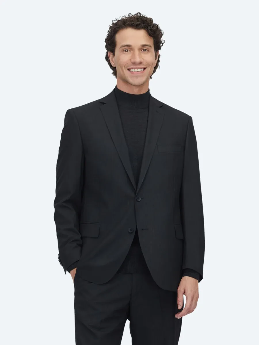 Siyah Mikro Regular Fit Takım Elbise - 1
