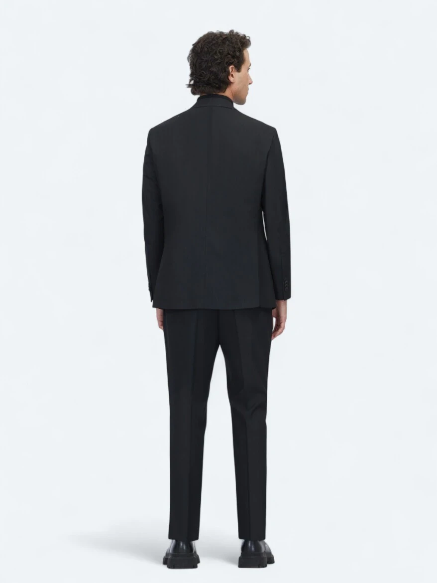 Siyah Mikro Regular Fit Takım Elbise - 5