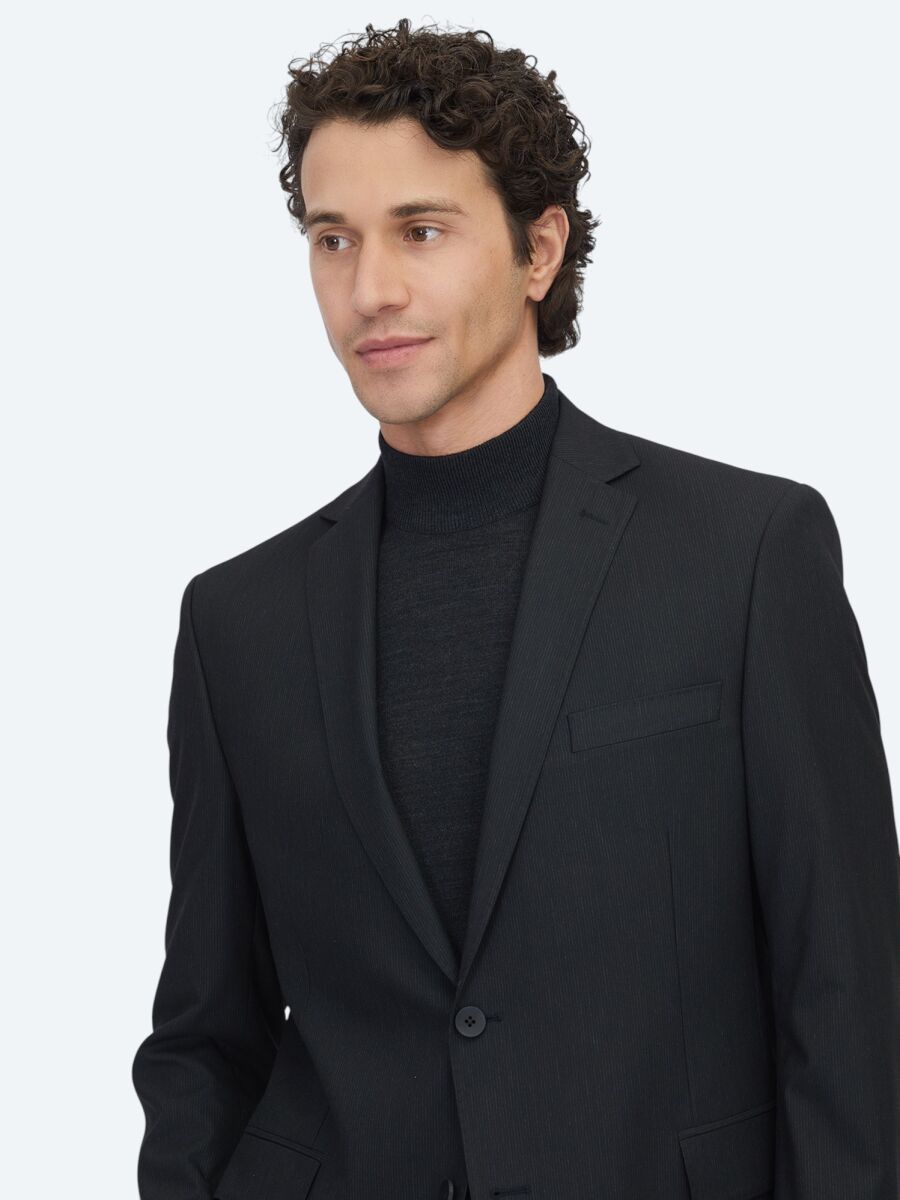 Siyah Mikro Regular Fit Takım Elbise - 3