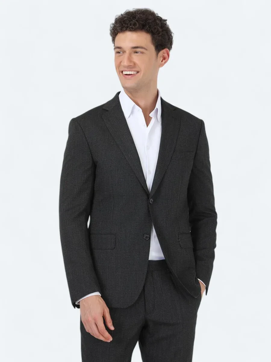 Siyah Modern Fit Takım Elbise - 1