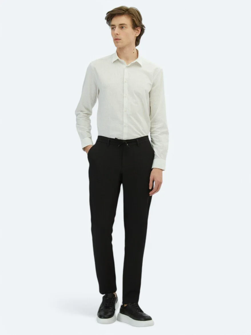 Siyah Örme Jogging Fit Casual Pantolon - 1