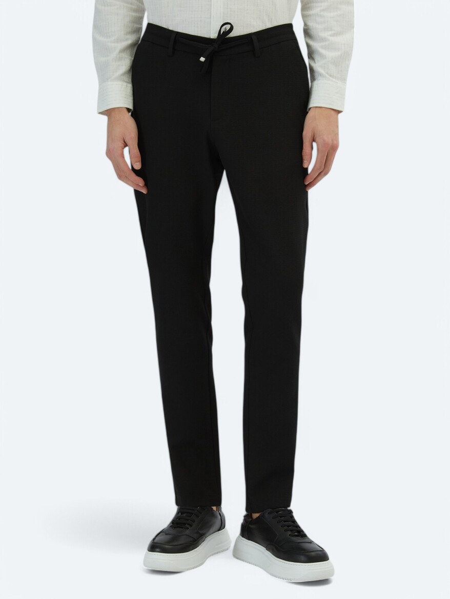 Siyah Örme Jogging Fit Casual Pantolon - 2