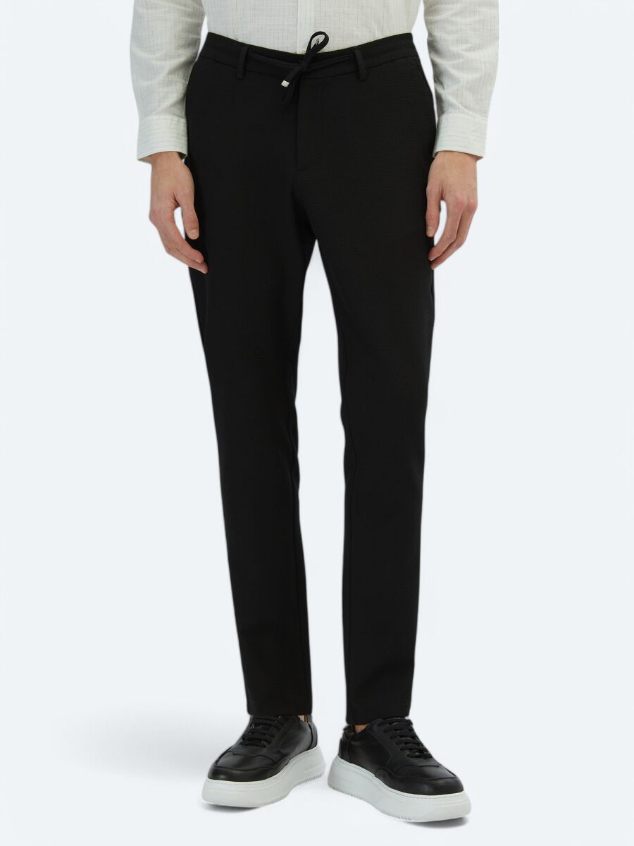 Siyah Örme Jogging Fit Casual Pantolon - 2