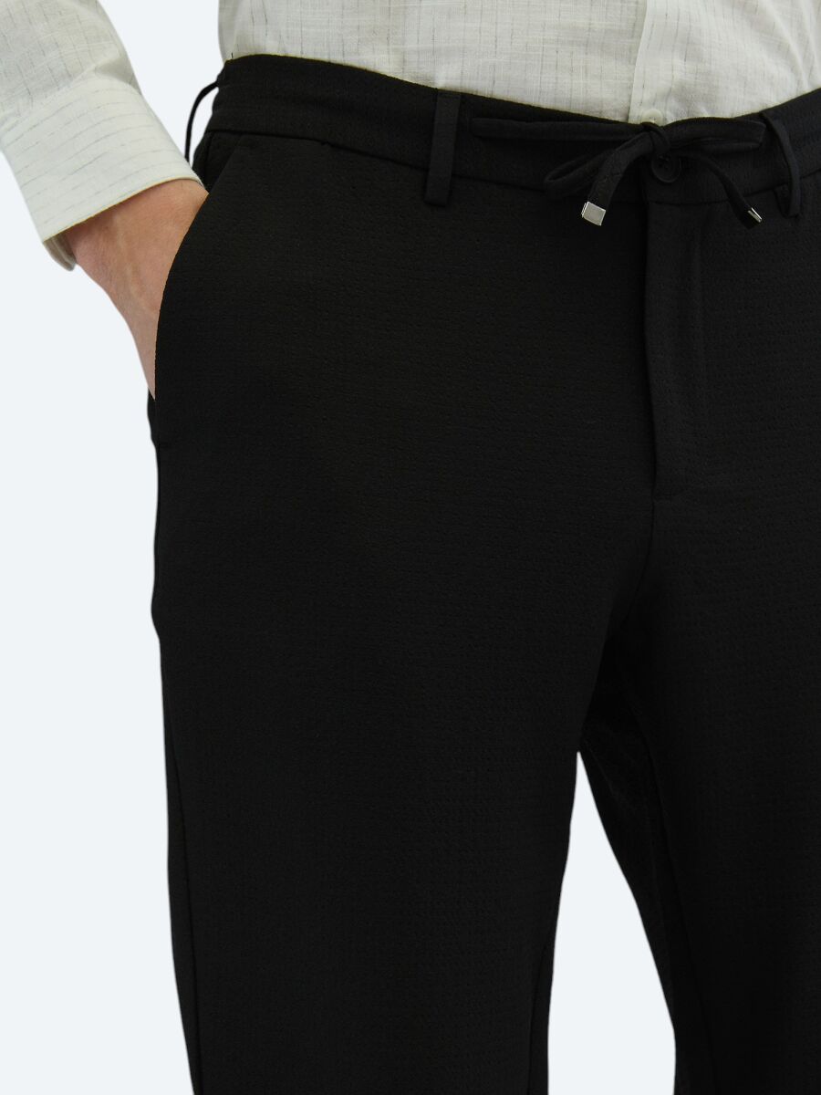 Siyah Örme Jogging Fit Casual Pantolon - 3