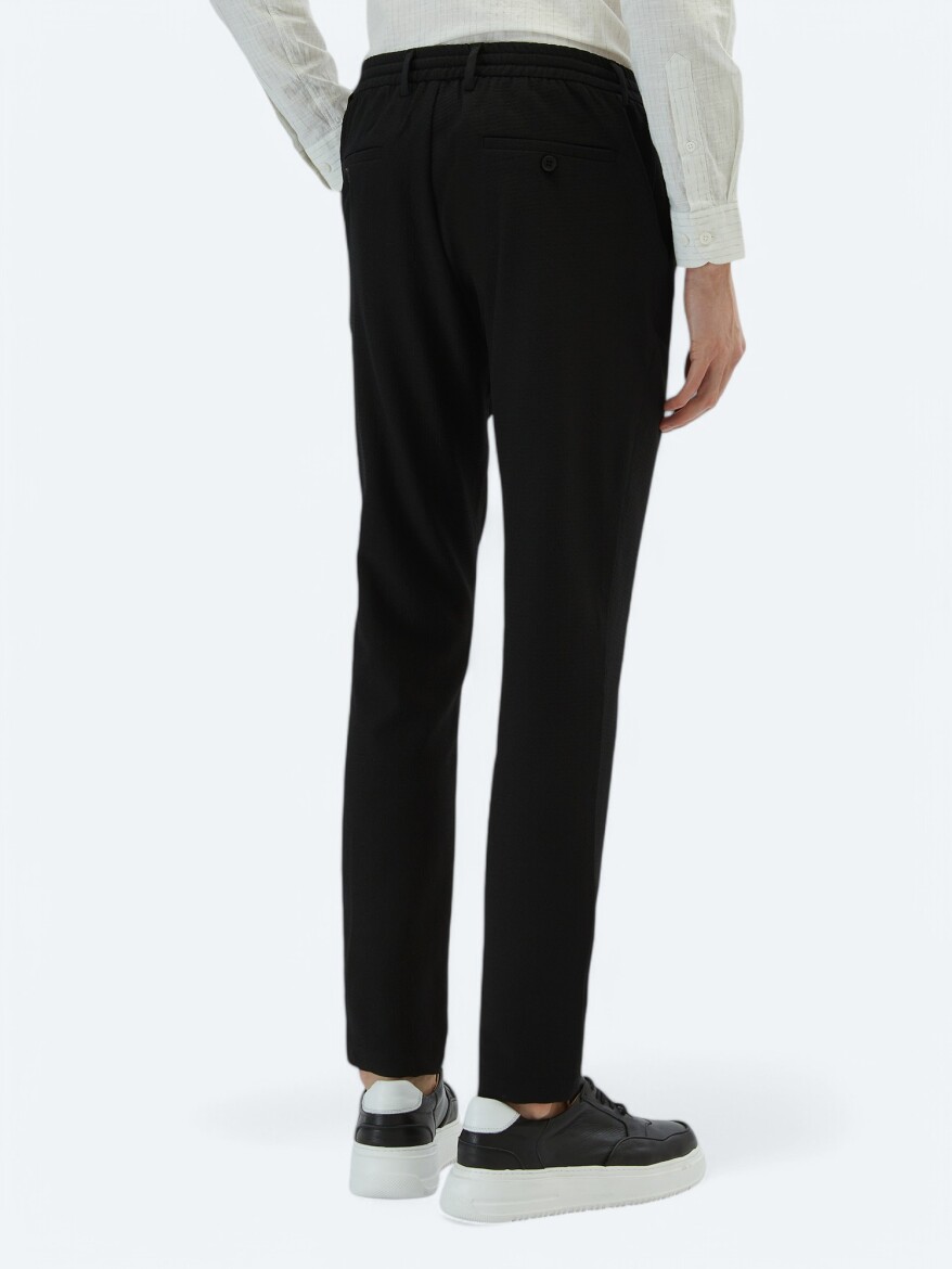 Siyah Örme Jogging Fit Casual Pantolon - 4