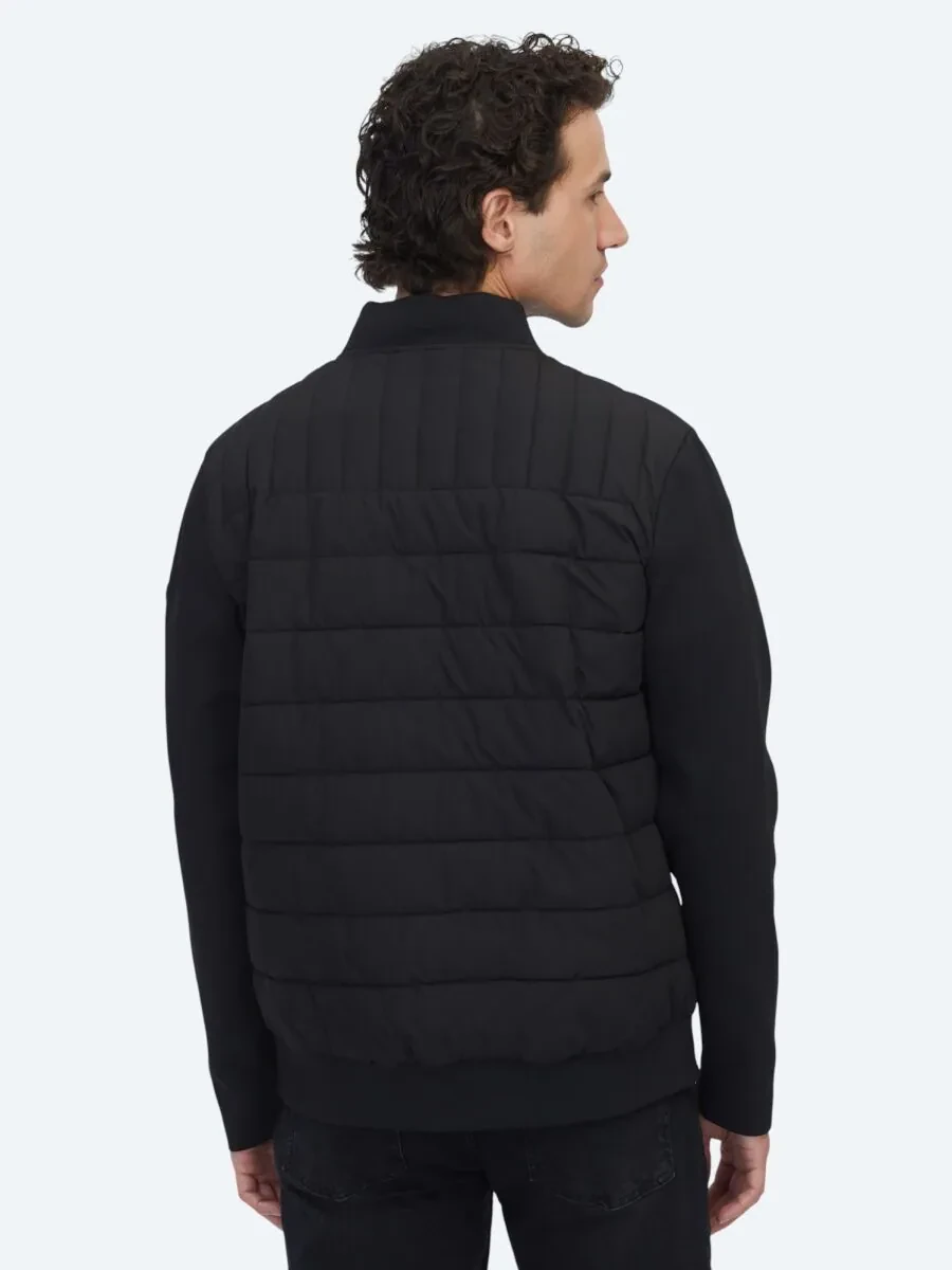 Siyah Regular Fit Bebe Yaka Casual Dokuma Mont - 5