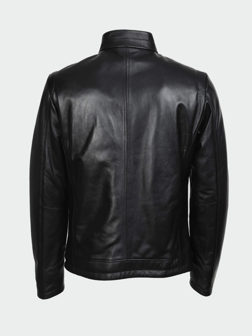 Siyah Regular Fit Casual Deri Deri Mont - 7