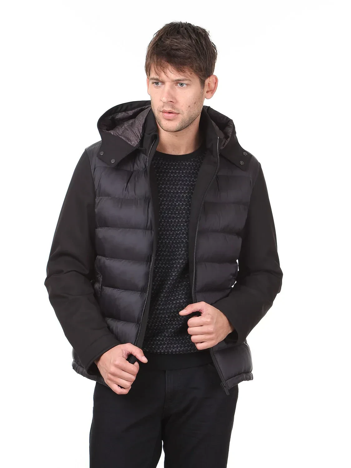 Siyah Regular Fit Casual Dokuma Mont - 1