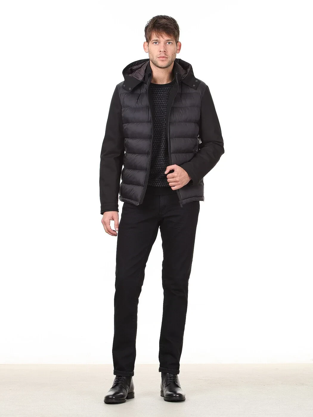 Siyah Regular Fit Casual Dokuma Mont - 3