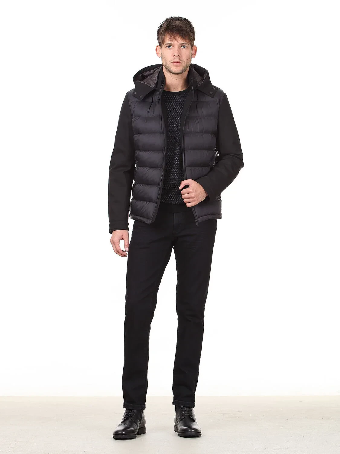 Siyah Regular Fit Casual Dokuma Mont - 3