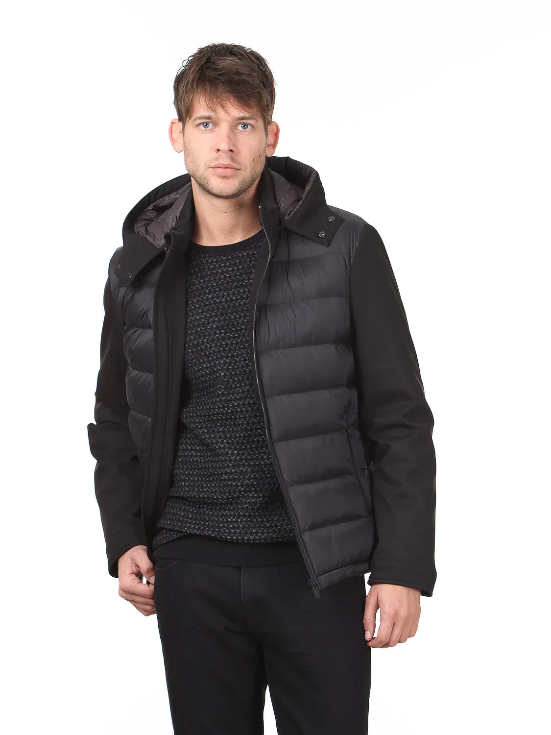 Siyah Regular Fit Casual Dokuma Mont - 4