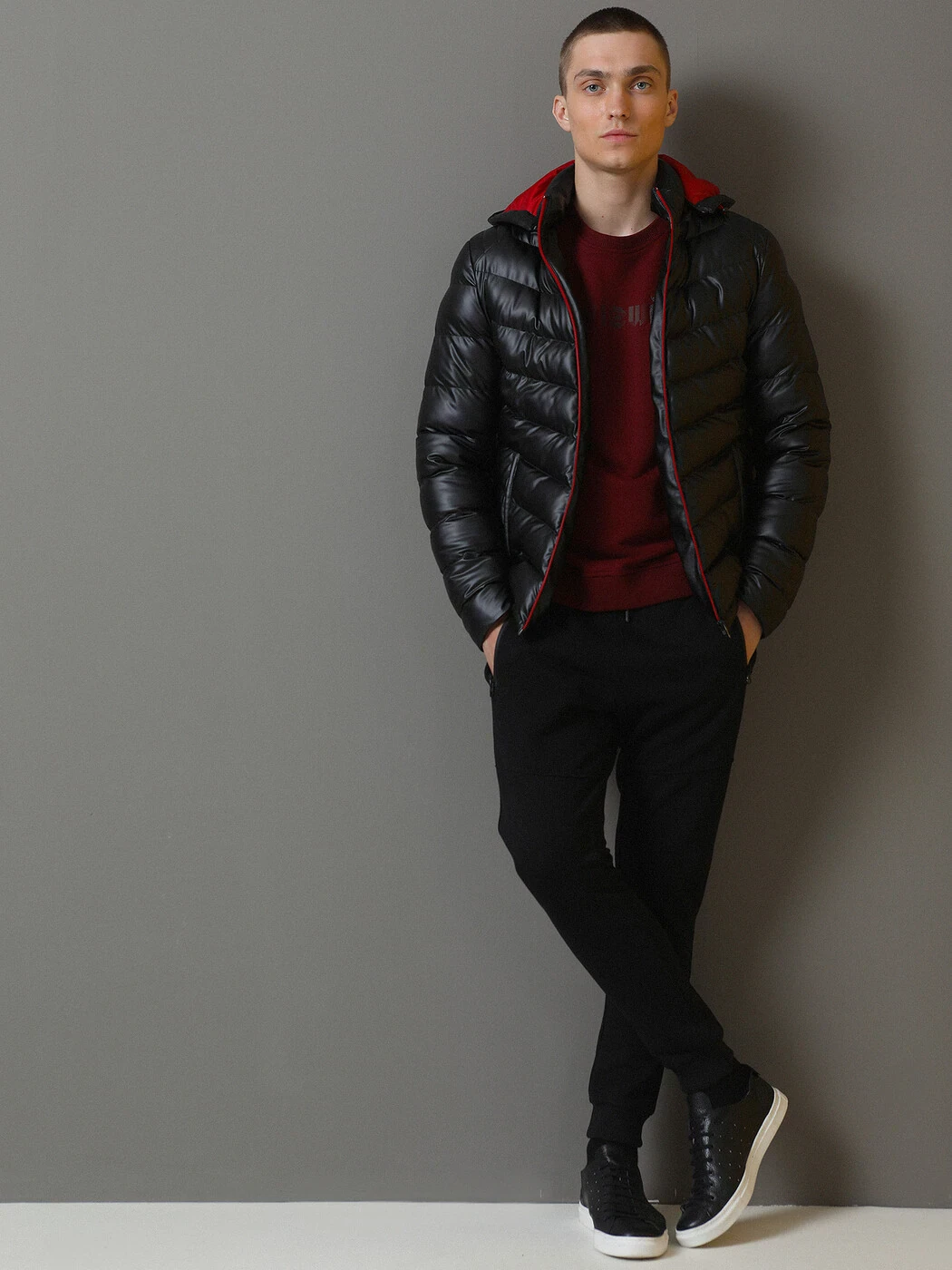 Siyah Regular Fit Casual Dokuma Mont - 1