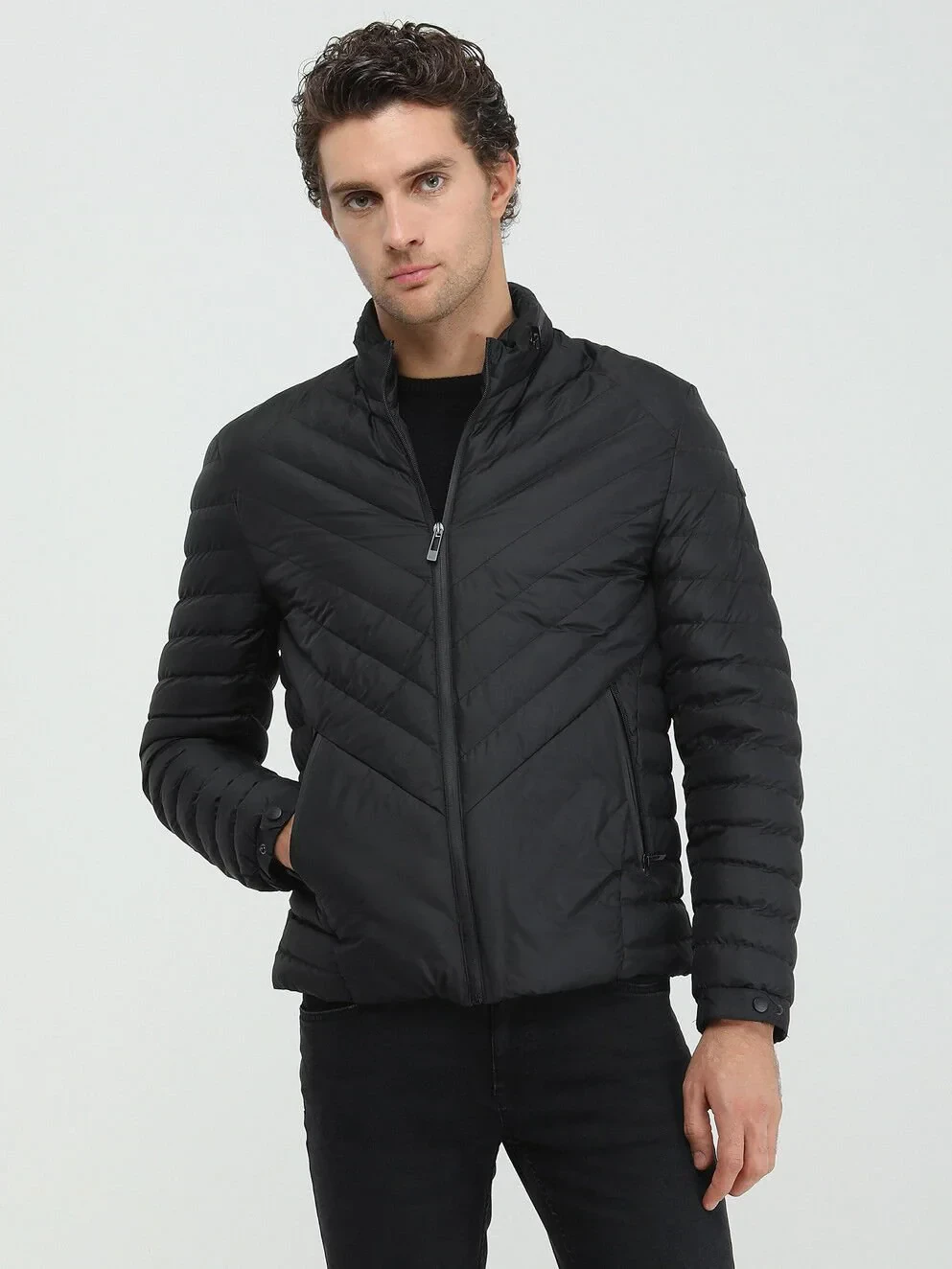 Siyah Regular Fit Casual Dokuma Mont - 1