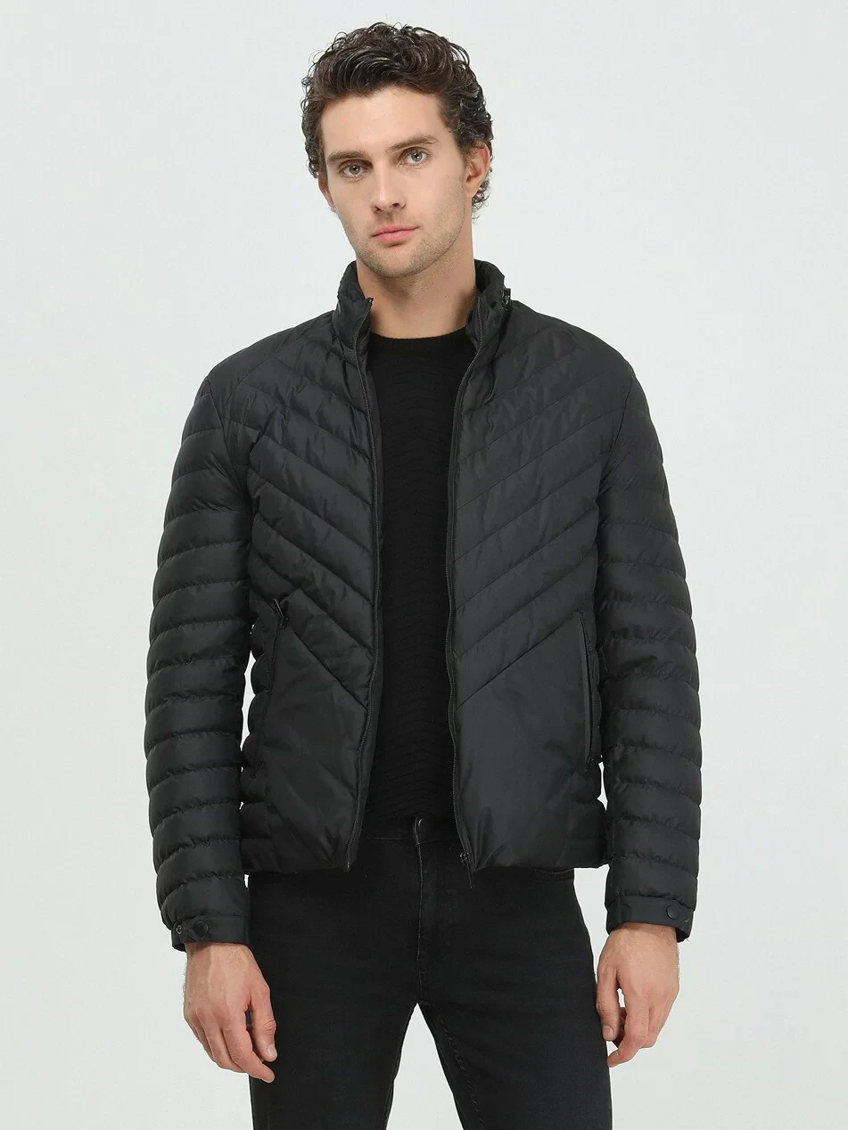 Siyah Regular Fit Casual Dokuma Mont - 4