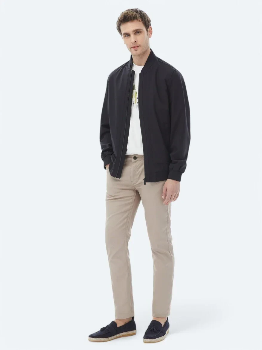 Siyah Regular Fit Casual Dokuma Mont - 2