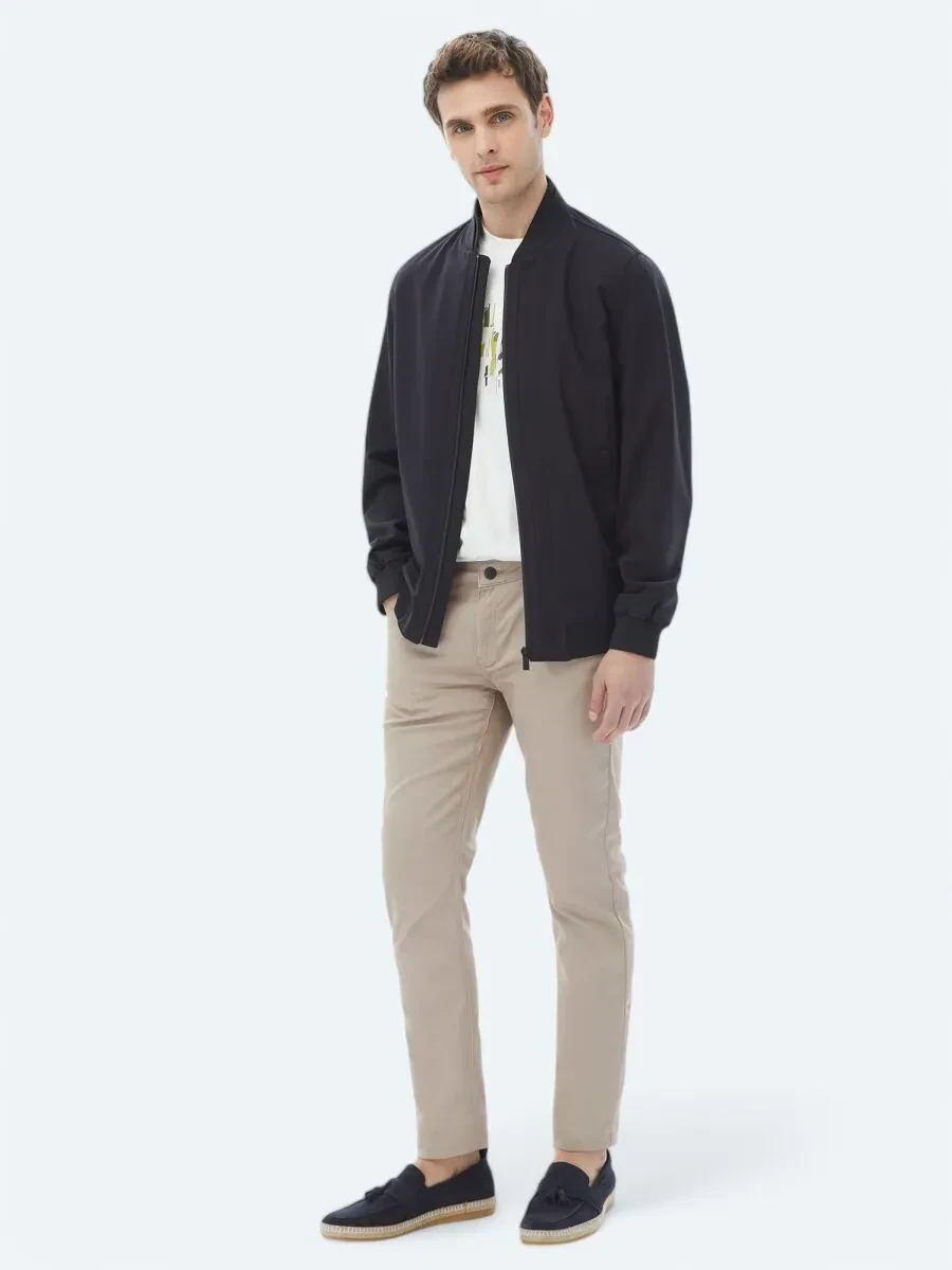 Siyah Regular Fit Casual Dokuma Mont - 2